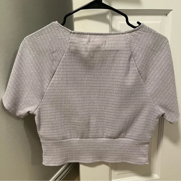 💌Free shipping! Madewell Shirred Crewneck Crop Top - Medium - Dusty Lavender - Picture 7 of 8